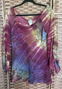 Vintage 90s Rave Y2K Sheer Milkmaid Top Fairycore Whimsigoth Gothic XL - Picture 1 of 7