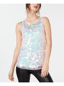 INC Womens Pink Sequined Sleeveless Jewel Neck Tank Top XS - Picture 1 of 6