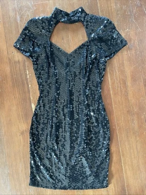 Vestido de cóctel para mujer Niteline By Della Roufogali negro con lentejuelas talla 8 Foto 1 de 4