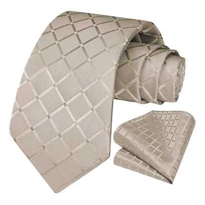 Cravatta e pochette, a quadri, Color Argento - Immagine 1 di 4