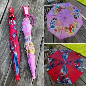 Disney Marvel Spiderman and Disney Princess Kids Umbrella Bundle Set of Two - Picture 1 of 10