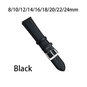 1Pc Genuine Leather Wristwatch Band Watch Strap Watch Belt Black Brown 8mm-24mm