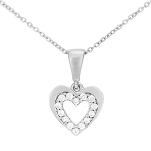 9ct White Gold Cubic Zirconia Heart Pendant Necklace By Citerna - Picture 1 of 5
