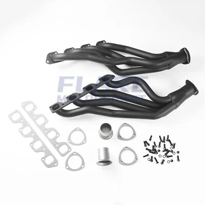 Long Tube Headers for 1970-1974 Ford Mustang Mercury Cougar Montego Pair Black Foto 1 de 4