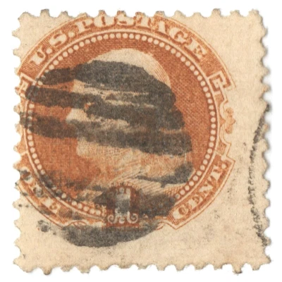 US Sc# 112 USADO { 1c BUFF FRANKLIN } ELEGANTE CANCELACIÓN PICTÓRICA DE 1869 CV$ 140,00 Foto 1 de 4