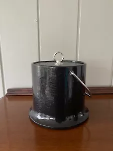 Cubo de hielo MCM vintage de cuero sintético y metal con pinzas - Imagen 1 de 5