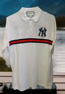 Authentic GUCCI NY New York Yankees POLO Shirt Men's Size Large Made In Italy - Picture 1 of 14