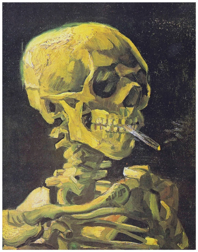VAN GOGH Art Print 'Cigarette'. Famous Painting. Skeleton Bones. Horror Thriller - Image 1 of 1