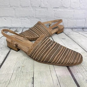 Sesto Meucci Flats Women Size 9.5 N Square Toe Leather Sling Back Italy Shoes - Picture 1 of 11