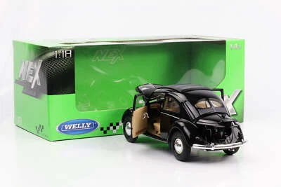 1:18 Volkswagen Classic Beetle 1950 Nero Welly NEX Diecast - Immagine 1 di 4