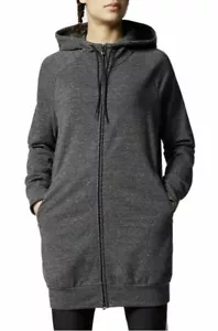 Adidas Full Zip Hoodie Womens Size XS Grey Mid Length Jacket Melange Cotton - Picture 1 of 11