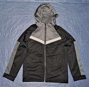 Athletic Works Hooded Zip-Up Jacket Boy's Large (10/12) Black/Gray Activewear - Picture 1 of 8