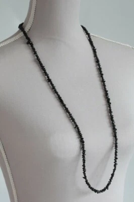 COLLAR ESPINELA NEGRA LÍNEA LARGA ~ PLATA ESTERLINA 36" Foto 1 de 4
