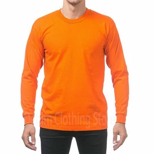 Pro Club Men's Heavyweight Cotton Long Sleeve Crew Neck T-Shirts S~7XL ProClub - Picture 1 of 21