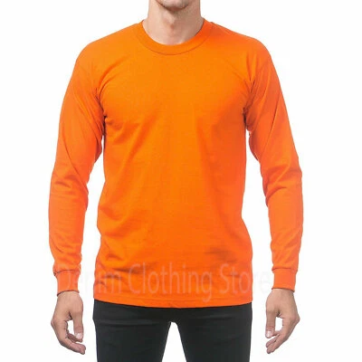 Pro Club Men's Heavyweight Cotton Long Sleeve Crew Neck T-Shirts S~7XL ProClub - Image 1 of 4