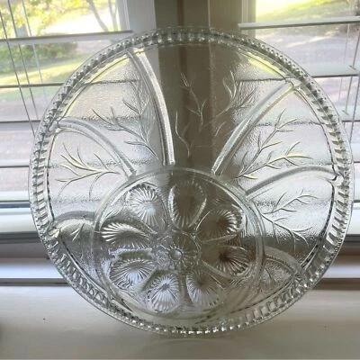 Bandeja de vidrio transparente Indiana vintage dividida relish aperitivos plato de huevos devilados Foto 1 de 4