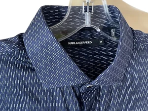 KARL LAGERFELD Men's Blue Dash Snap Down Dress Shirt Size Medium $240 - Picture 1 of 6