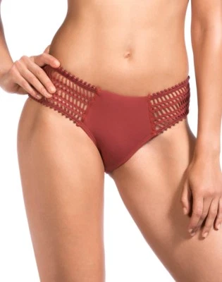 NUEVO CON ETIQUETAS $80 Robin Piccone palo de rosa ganchillo lengüeta lateral bikini traje de baño parte inferior para mujer Foto 1 de 4