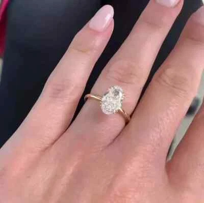 3.00 Ct Oval Cut IGI Certified Lab Grown Diamond Solitaire Ring 14k Yellow Gold - Image 1 of 4