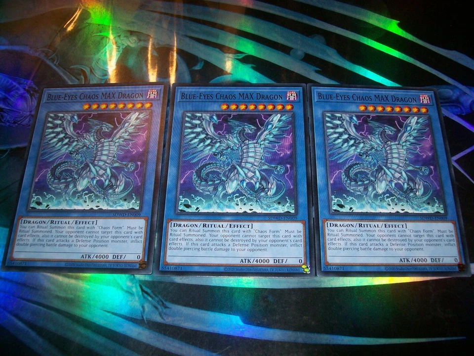 3x Blue-Eyes Chaos MAX Dragon 1st Edition Common SDWD-EN009 Yu-Gi-Oh! - Image 1 of 1