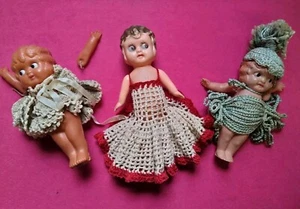 💙Muñecas de celuloide vintage años 30 🍃🌸Kewpie~tipo Googly Eye🌸🍃Lote de 3 (lil tlc)  - Imagen 1 de 18