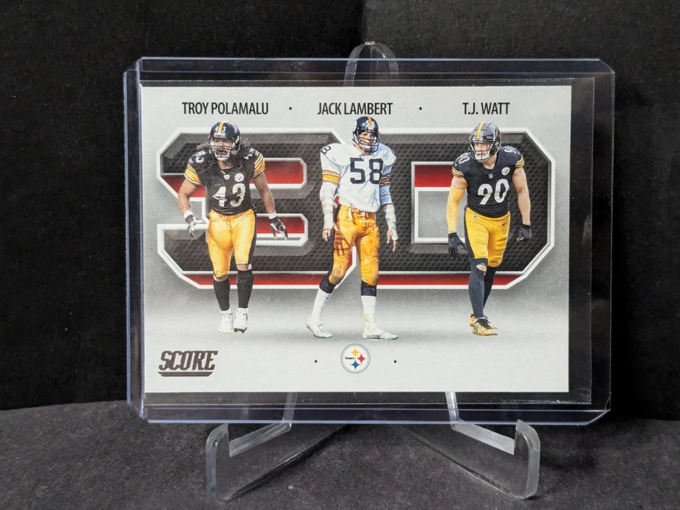 2021 Score 3D #4 Troy Polamalu/Jack Lambert/T.J. Watt - Image 1 of 2