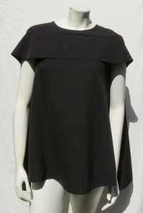 NEW LAUREN VIDAL Paris Italy Black Capelet Blouse Shirt Tunic Top US 40 M 42 L - Picture 1 of 3