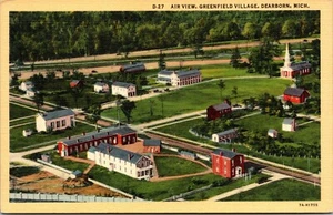 Vtg Dearborn Michigan MI Greenfield Village Aerial View 1930s Unused Postcard - Picture 1 of 2