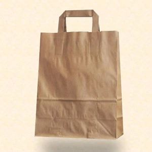 250 Papiertragetaschen Flachhenkel braun 22+10x28 cm Papier Tüten Taschen Beutel - Bild 1 von 1
