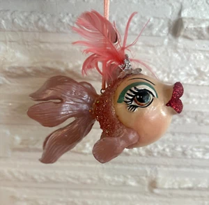 Katherine's Collection Kissing Fish Christmas Ornament showgirl mermaid - Picture 1 of 3