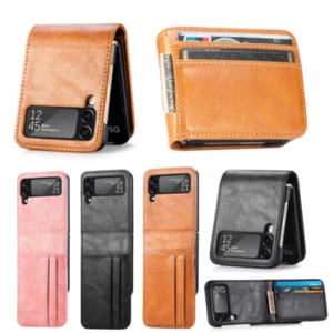 for Samsung Galaxy Z Flip 4 3 Case Shockproof Leather Wallet Card Phone Cover - Picture 1 of 18