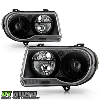 Par de luces proyector de repuesto negras para Chrysler 300C para 05-10 izquierda+derecha Foto 1 de 4