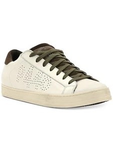 P448 Womens White Mixed Media F22 John Round Toe Leather Sneakers Shoes 44 - Picture 1 of 3