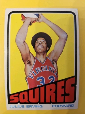 1972-73 Topps #195 Julius Erving RC (para frente na frente,/mas centro na parte de trás) RT - Imagem 1 de 2