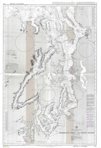 Admiralty 1947 Inlet Puget Sound US West Coast Washington Map Chart Marine Paper - Picture 1 of 6