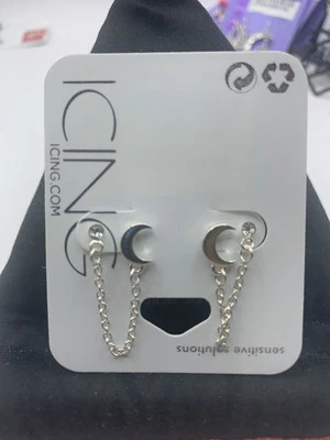 Aretes Claire's Sensitive Solutions plata media luna Foto 1 de 3