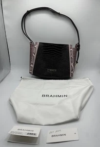 NWT $315 Brahmin Hillary Leather Crossbody Mellow Rose Jessamine Snake Purple - Picture 1 of 21