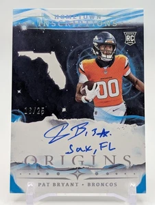 2025 Panini Origins Pat Bryant RC Hometown Inscriptions On Card AUTO /25 Broncos - Foto 1 di 5