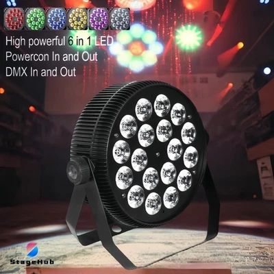 DMX Led Flat Par Lights 18X18W 6in1 RGBWA UV Slim Led Par Can DJ Party Uplights - Image 1 of 4