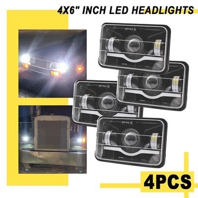 4pcs 4x6" inch LED Headlights Hi/Lo Beam 120W Fit fit AMC Eagle Concord Spirit - Image 1 of 4
