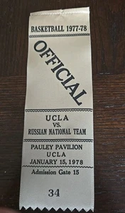 1978 UCLA Basketball OFFICIAL Ribbon VS. Russian National Team a Pauley Pavilion - Picture 1 of 1