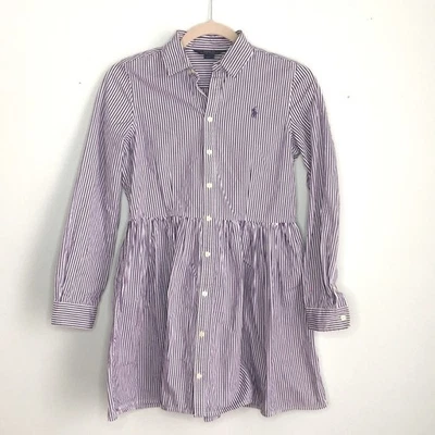 Polo Ralph Lauren preppy striped button down fit & flare shirt dress sz 14 - Image 1 of 4
