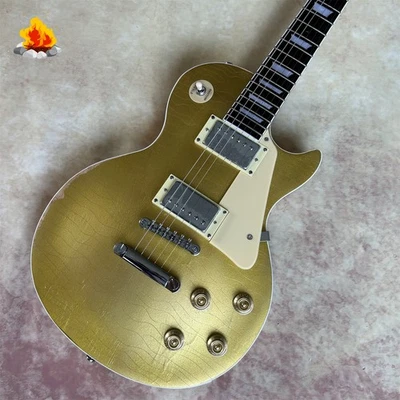 HH Pickups Relic Electric Guitar Custom LP Golden Alder Body Chrome Fixed Bridge - Image 1 of 4