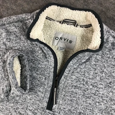 ORVIS Mens XXL Fleece Lined 1/4 Zip Pullover Sweater Gray Classic Collection - Image 1 of 4