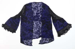 Topshop Womens Blue V-Neck Floral Polyester Blend Cardigan Size 8 - Picture 1 of 12