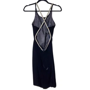 Vintage Dave & Johnny Velvet Rhinestone Mini Dress Size 2 Vamp  Goth Black  - Picture 1 of 11