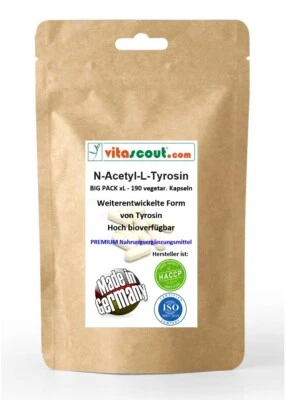 VITASCOUT N-Acetyl L-Tyrosin NALT 500mg - 190 vegetar. Kapseln - PREMIUM - MADE IN GERMANY