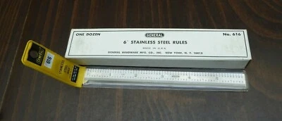 Vintage 12 General Tools Precision Stainless Steel Rulers 6-Inch  No. 616 *NOS* - Image 1 of 4