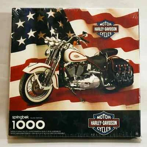 Vintage Springbok 1000 Piece Harley-Davidson Motor Cycles Puzzle New Sealed 1221 - Picture 1 of 9