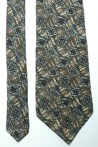 Zylos George Machado Men's 100% Silk Tie Geometric Multi-Colored Brown Blue F-4 - Picture 1 of 8